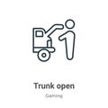 Trunk open outline vector icon. Thin line black trunk open icon, flat vector simple element illustration from editable gaming Royalty Free Stock Photo