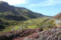 A view down the Nant Ffrancon Valley towards the isle of Anglesey and the sea.