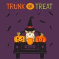 Trunk or Treat Halloween Fun Spooky Truck vector Royalty Free Stock Photo