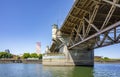 Truss Buscle Burnside Bridge with towers in Portland