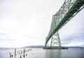 Long Truss Arched bridge at Anstoria at the mouth of the Columbia river Royalty Free Stock Photo