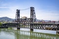 Truss Hawthorne Lift Bridge across Willamette River in Portland Oregon Down Town Royalty Free Stock Photo