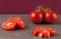 Truss tomatoes on marble Royalty Free Stock Photo