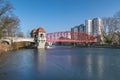 Trussed arch Haven bridge Tegeler Hafenbruecke or, more popularly, Sechserbruecke in Berlin, Germany