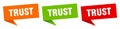 trust banner. trust speech bubble label set.