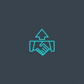 Trust building concept blue line icon