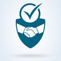 Trust deal shield security icon vector illustration. Tick mark approved Commitment Business Royalty Free Stock Photo
