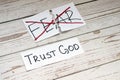 Trust God, fear not. Biblical concept of worry, anxiety and faith in Jesus Christ. Royalty Free Stock Photo