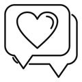 Trust love chat icon outline vector. Heart agreement
