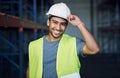 Trust me, Im an engineer. Portrait of a confident young man working a construction site. Royalty Free Stock Photo