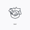 Trust outline icon. Simple linear element illustration. Isolated line trust icon on white background. Thin stroke sign can be used