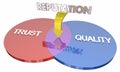 Trust Quality Reputation Venn Diagram Best Company 3d Illustration