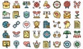 Trust relationship icons set line color vector Royalty Free Stock Photo