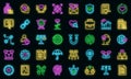 Trust relationship icons set vector neon Royalty Free Stock Photo