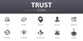 Trust simple concept icons set. Contains