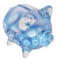 Trust Wallet Token (TWT) Clear Glass piggy bank with decreasing piles of crypto coins.