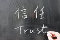 Trust word in Chinese and English Royalty Free Stock Photo