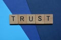 Trust, word as banner headline with copy space