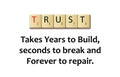 Trust word in a wooden illustration blocks Royalty Free Stock Photo