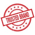 TRUSTED BRAND text written on red vintage round stamp