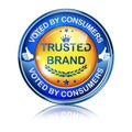 Trusted Brand. Top Quality, Voted by consumers - shiny icon / label / badge.