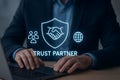 Trusted Business Partner With Security Shield Royalty Free Stock Photo