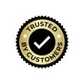 Trusted by Customers Circular Badge with Checkmark in Black Center Royalty Free Stock Photo