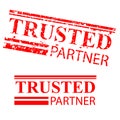 Trusted Partner, 2 style streak red rubber stamp, isolated on white