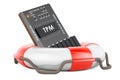 Trusted Platform Module, TPM with lifebuoy, 3D rendering Royalty Free Stock Photo