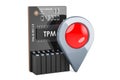 Trusted Platform Module, TPM with map pointer. 3D rendering Royalty Free Stock Photo