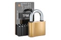 Trusted Platform Module TPM with padlock, 3D rendering Royalty Free Stock Photo