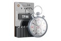 Trusted Platform Module, TPM with stopwatch. 3D rendering Royalty Free Stock Photo