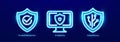 Trusted Protection Verified Security Secure Shield Icons. IT Security Endpoint System Protection Neon Logo. Data Privacy Royalty Free Stock Photo