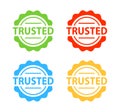 Trusted stickers, green and black label on white background
