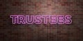 TRUSTEES - fluorescent Neon tube Sign on brickwork - Front view - 3D rendered royalty free stock picture Royalty Free Stock Photo