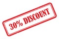 30% discount stamp on white Royalty Free Stock Photo