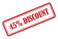 45% discount stamp on white Royalty Free Stock Photo