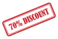 70% discount stamp on white