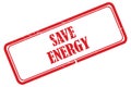 Save energy stamp on white Royalty Free Stock Photo