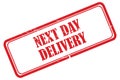 Next day delivery stamp on white Royalty Free Stock Photo