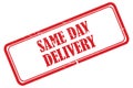 Same day delivery stamp on white Royalty Free Stock Photo