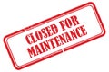 Closed for maintenance stamp on white Royalty Free Stock Photo