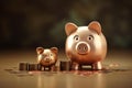 Trustworthy Piggy bank saving coins cash. Generate Ai