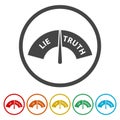 Truth and lie indicator icon. Set icons in color circle buttons Royalty Free Stock Photo