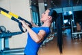 TRX. fitness, sports, exercise, technology and Royalty Free Stock Photo