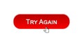 Try again web interface button clicked with mouse cursor, red color, support