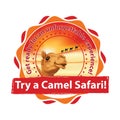 Try a Camel Safari - label for travel agency