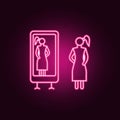 try on a dress outline icon. Elements of Mall Shopping center in neon style icons. Simple icon for websites, web design, mobile Royalty Free Stock Photo