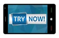 Try Now In Smartphone Royalty Free Stock Photo