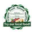 Try our local food! printable advertising sticker / label